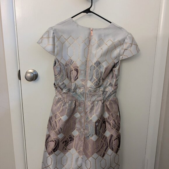 TED BAKER LONDON Ingrida Jacquard Dress Mid Rose Gold TB 4 sz - Picture 3 of 8